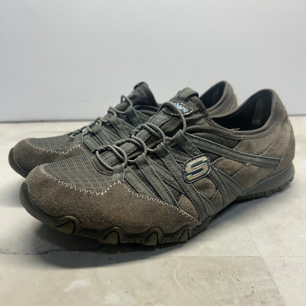 Skechers 21139 Slip On Bungee Lace Brown Sneakers Womens Size 8 Leather Textile
